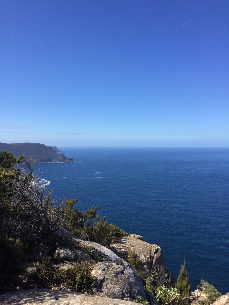 Cliff views on a hiking adventure in Tasmania for wellbeing and a 50th birthday adventure